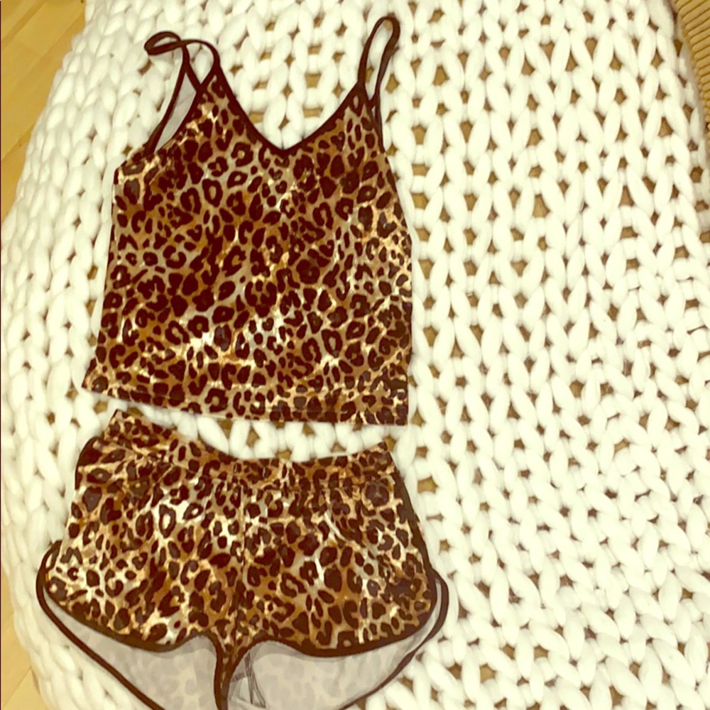 Cute Leopard Print Pajamas Pink size S